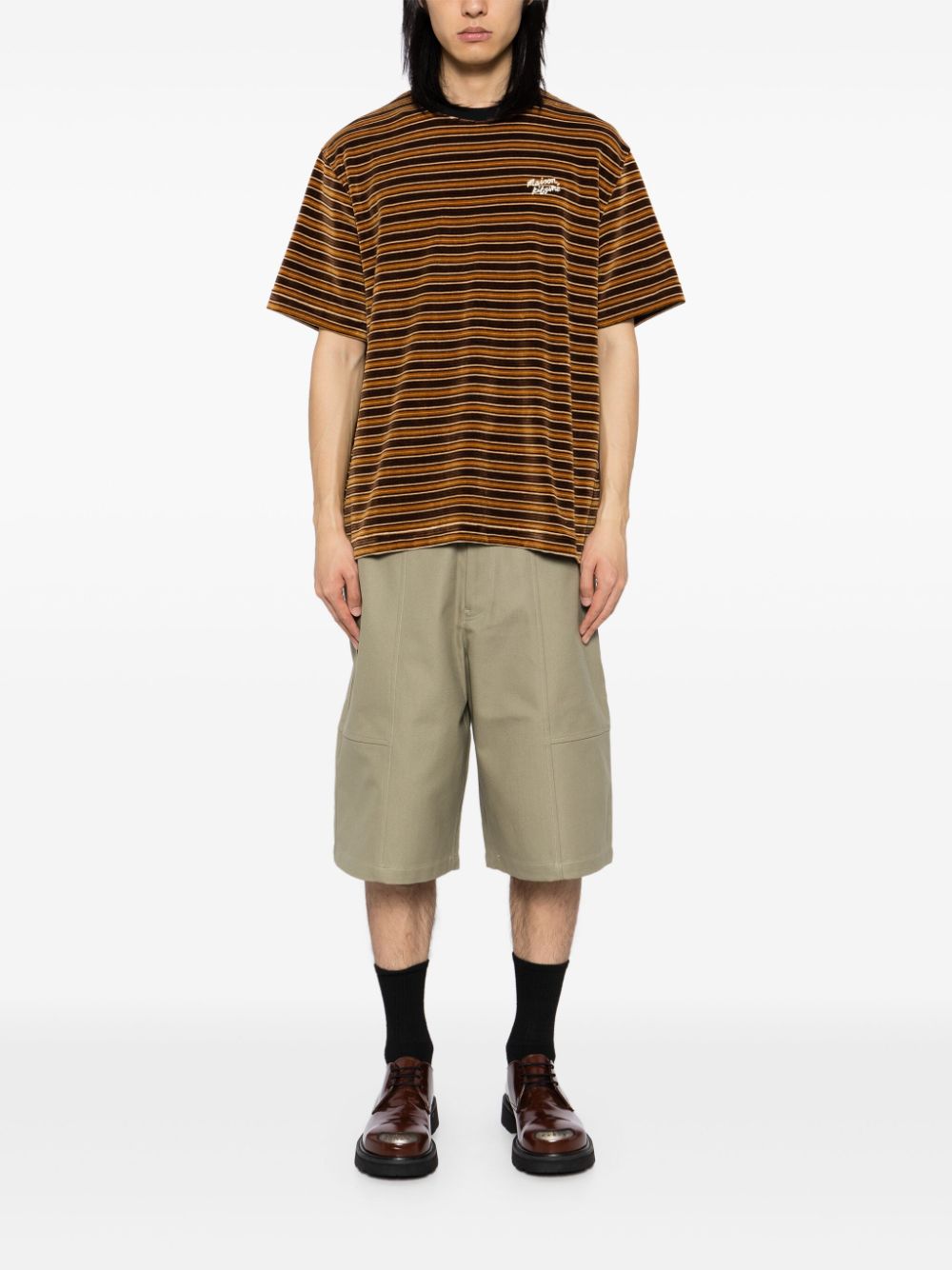 Men T-Shirts Maison-Kitsune Maison Kitsuné Striped T-shirt Brown