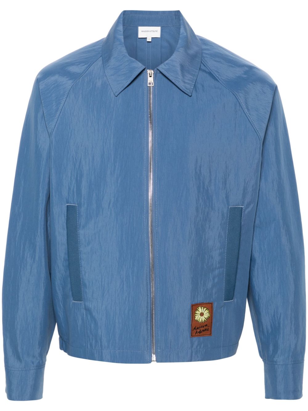 Maison Kitsuné Floating Flower-patch Bomber Jacket Blue Maison-Kitsune Men Bomber Jackets