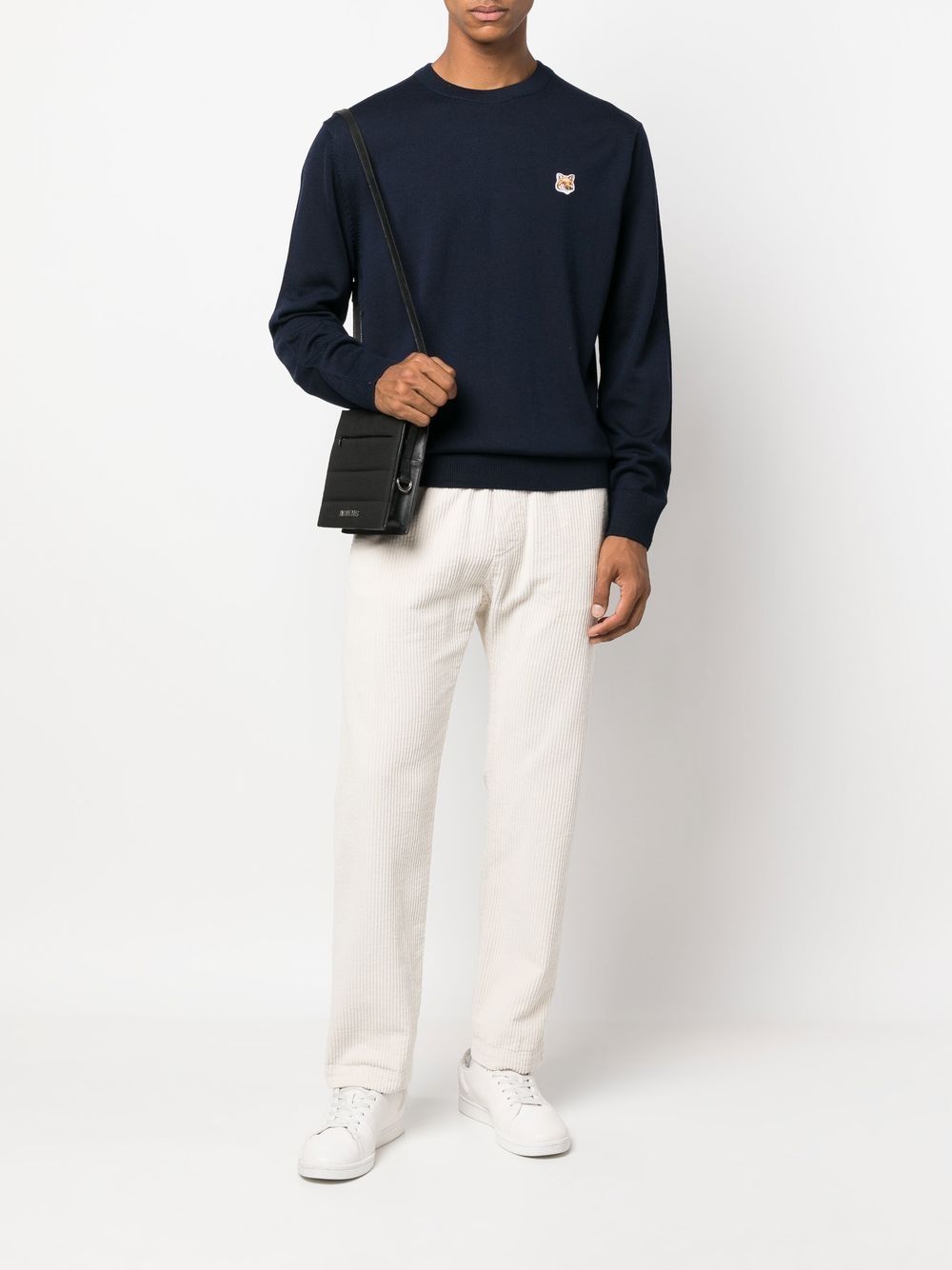 Maison-Kitsune Maison Kitsuné Fox Head Wool Jumper Blue Men Knitted Sweaters