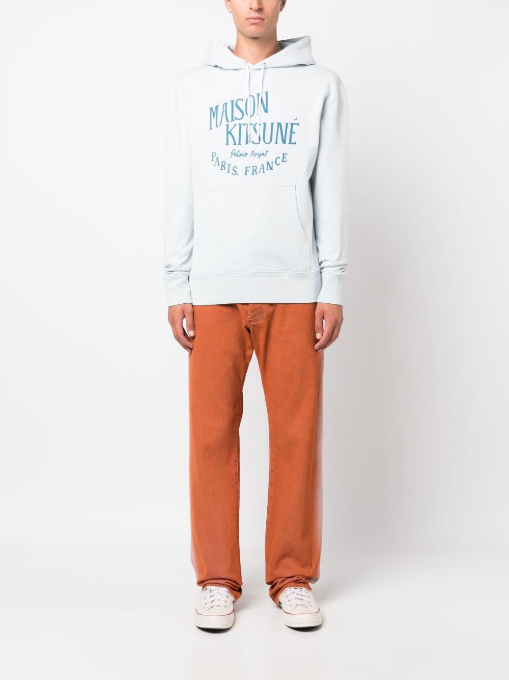 Men Hoodies Maison-Kitsune Maison Kitsuné logo-print Cotton Hoodie Blue