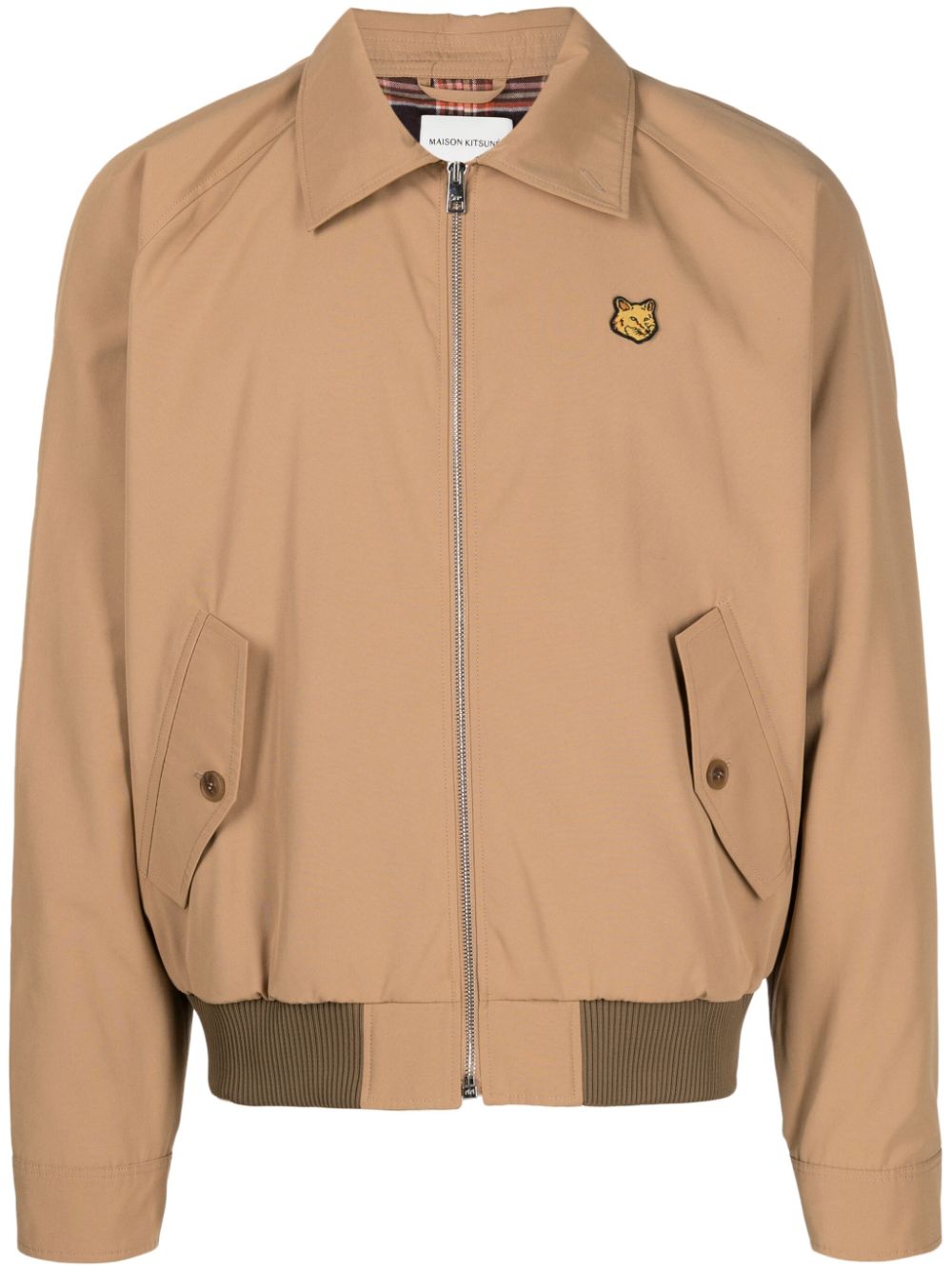 Maison-Kitsune Maison Kitsuné Bold Fox Head-appliqué Gabardine Jacket Brown Men Lightweight Jackets