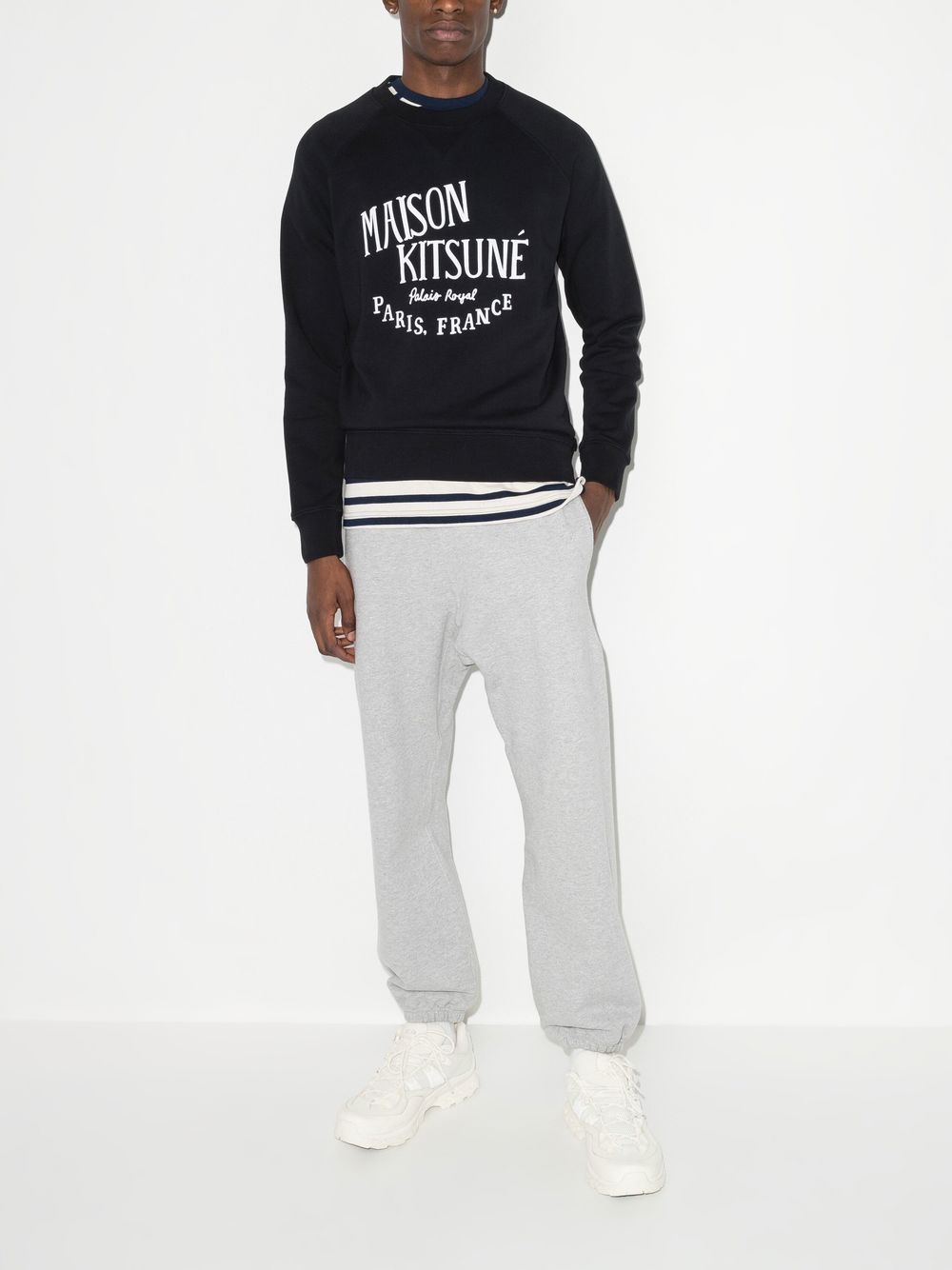 Maison Kitsuné logo-print long-sleeve Sweatshirt Black Men Sweatshirts Maison-Kitsune