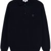 Maison Kitsuné fine-knit Polo Shirt Blue Men Polo Shirts Maison-Kitsune