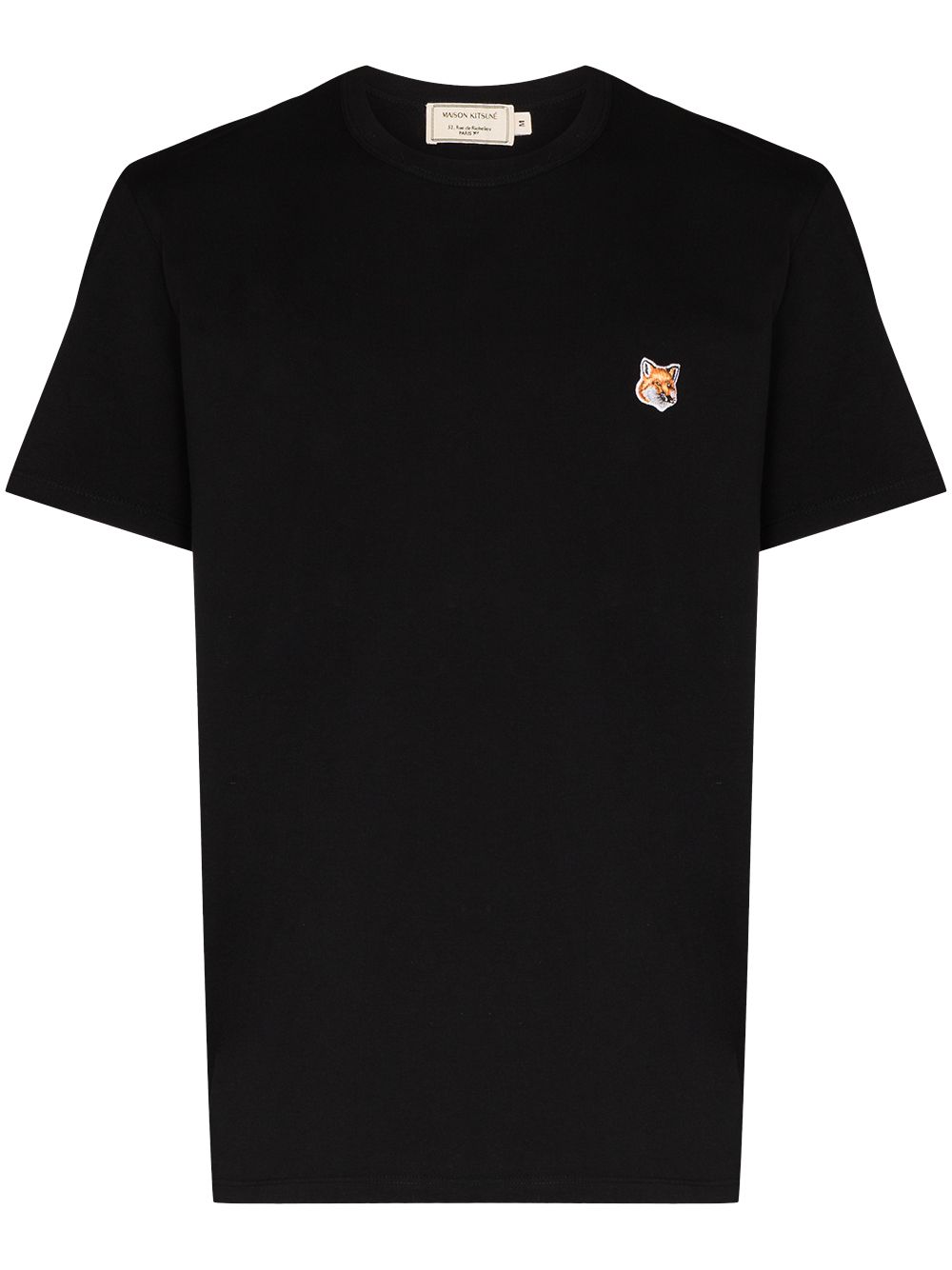 Maison-Kitsune T-Shirts Men Maison Kitsuné Embroidered Fox Head T-shirt Black