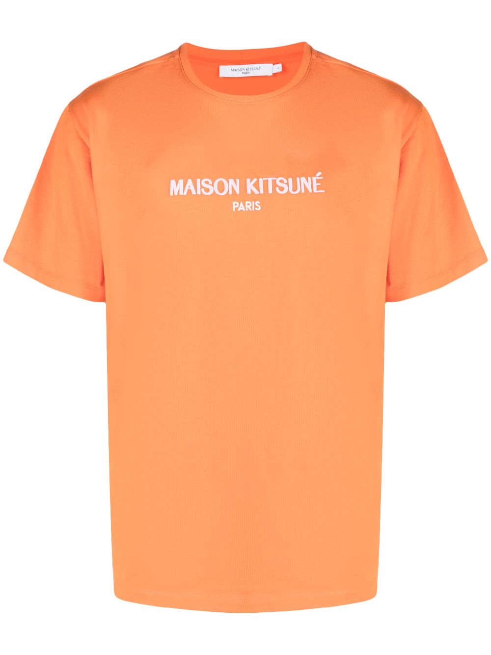 Maison Kitsuné embossed-logo Cotton T-shirt Orange Men T-Shirts Maison-Kitsune