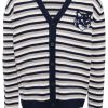 Men Cardigans Maison-Kitsune Maison Kitsuné Fox Head Intarsia Striped Cardigan Blue