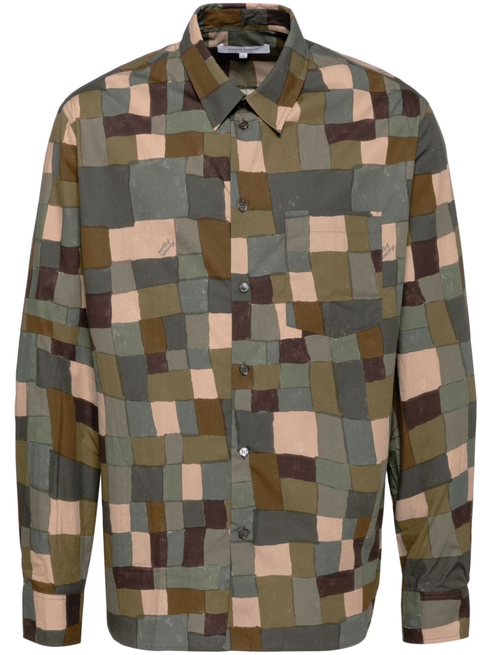 Maison-Kitsune Shirts Men Maison Kitsuné geometric-print Shirt Brown