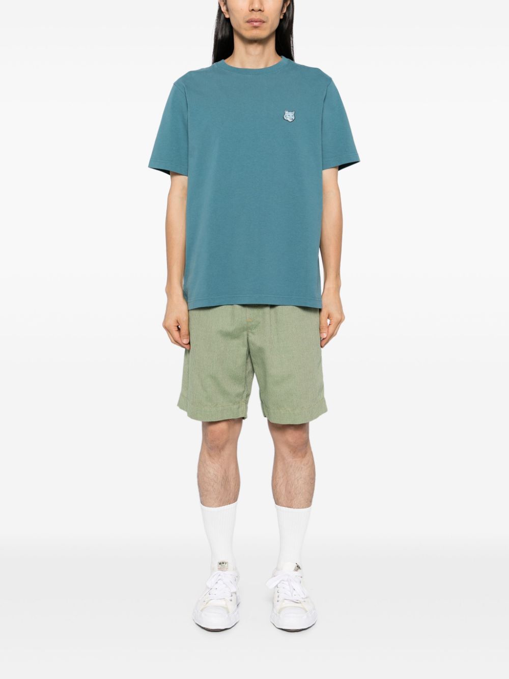 Maison-Kitsune T-Shirts Men Maison Kitsuné Fox Head t-shirt Blue
