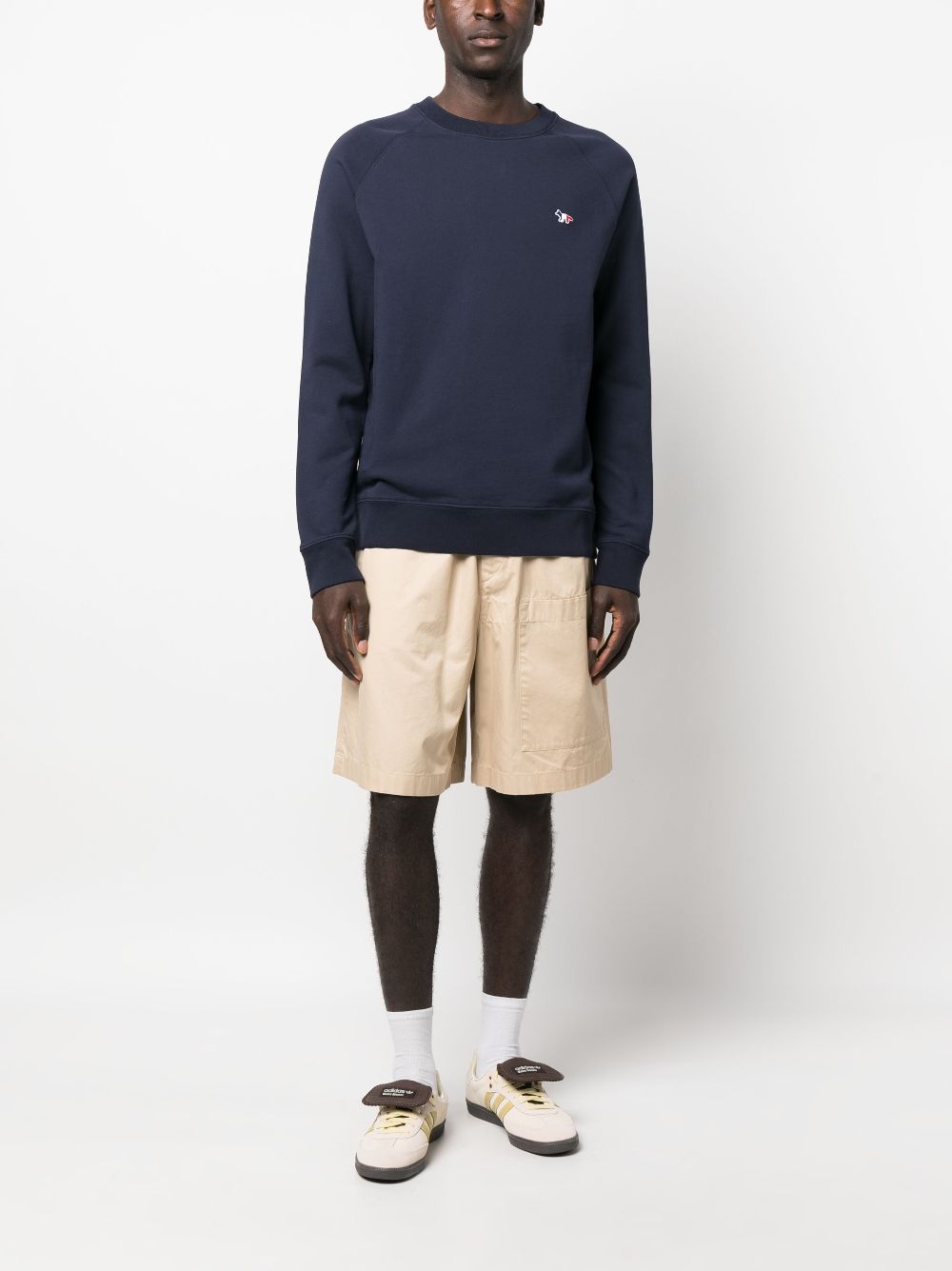 Maison-Kitsune Sweatshirts Men Maison Kitsuné logo-patch crew-neck Sweatshirt Blue