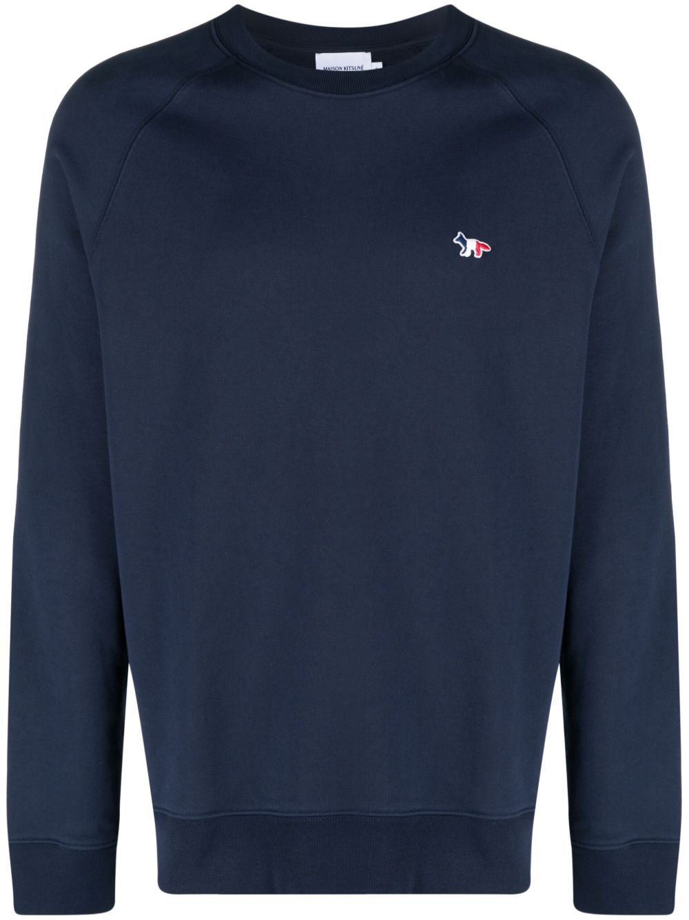 Maison-Kitsune Sweatshirts Men Maison Kitsuné logo-patch crew-neck Sweatshirt Blue