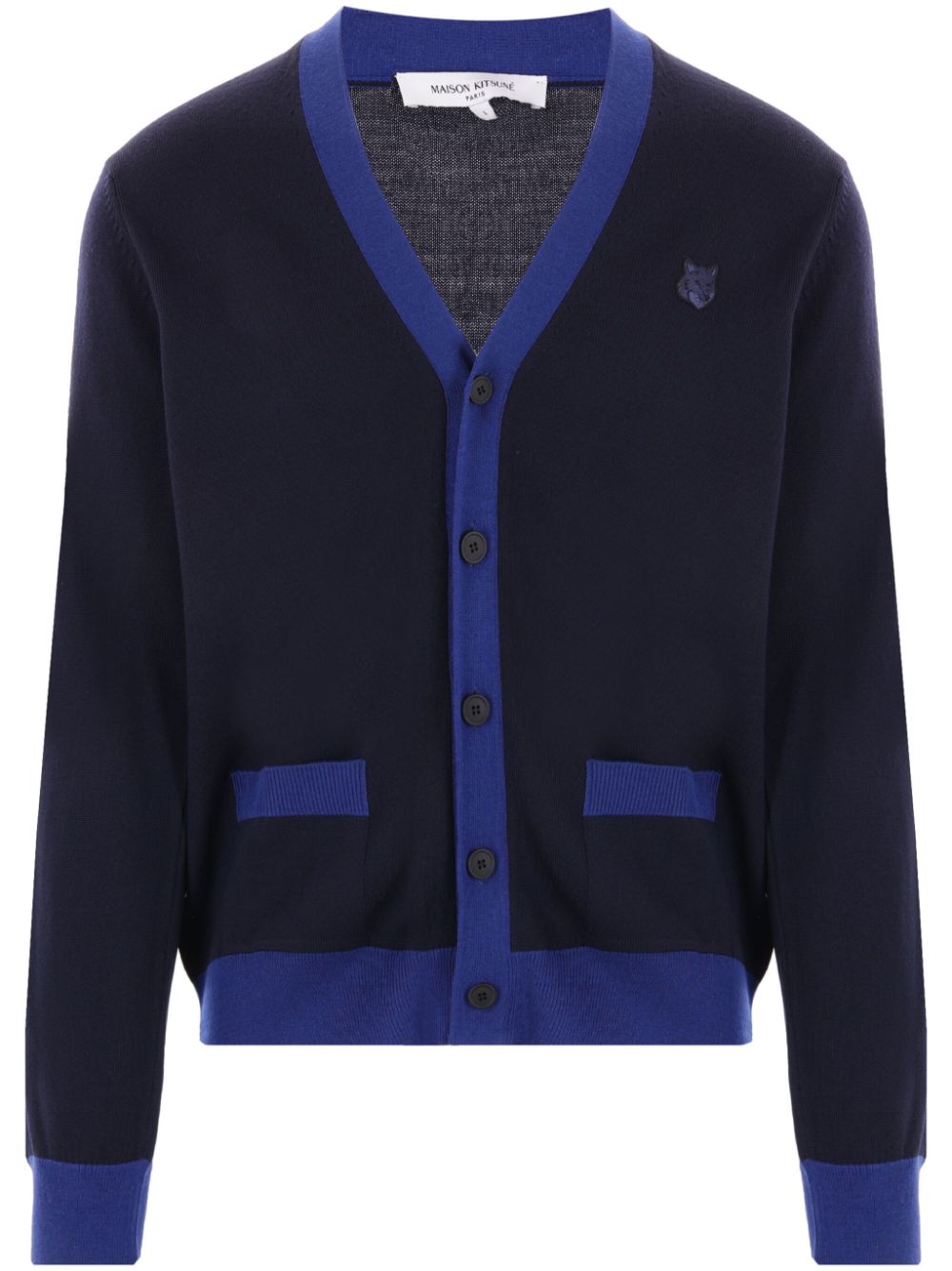 Maison-Kitsune Cardigans Men Maison Kitsuné Bold Fox Head Cardigan Blue