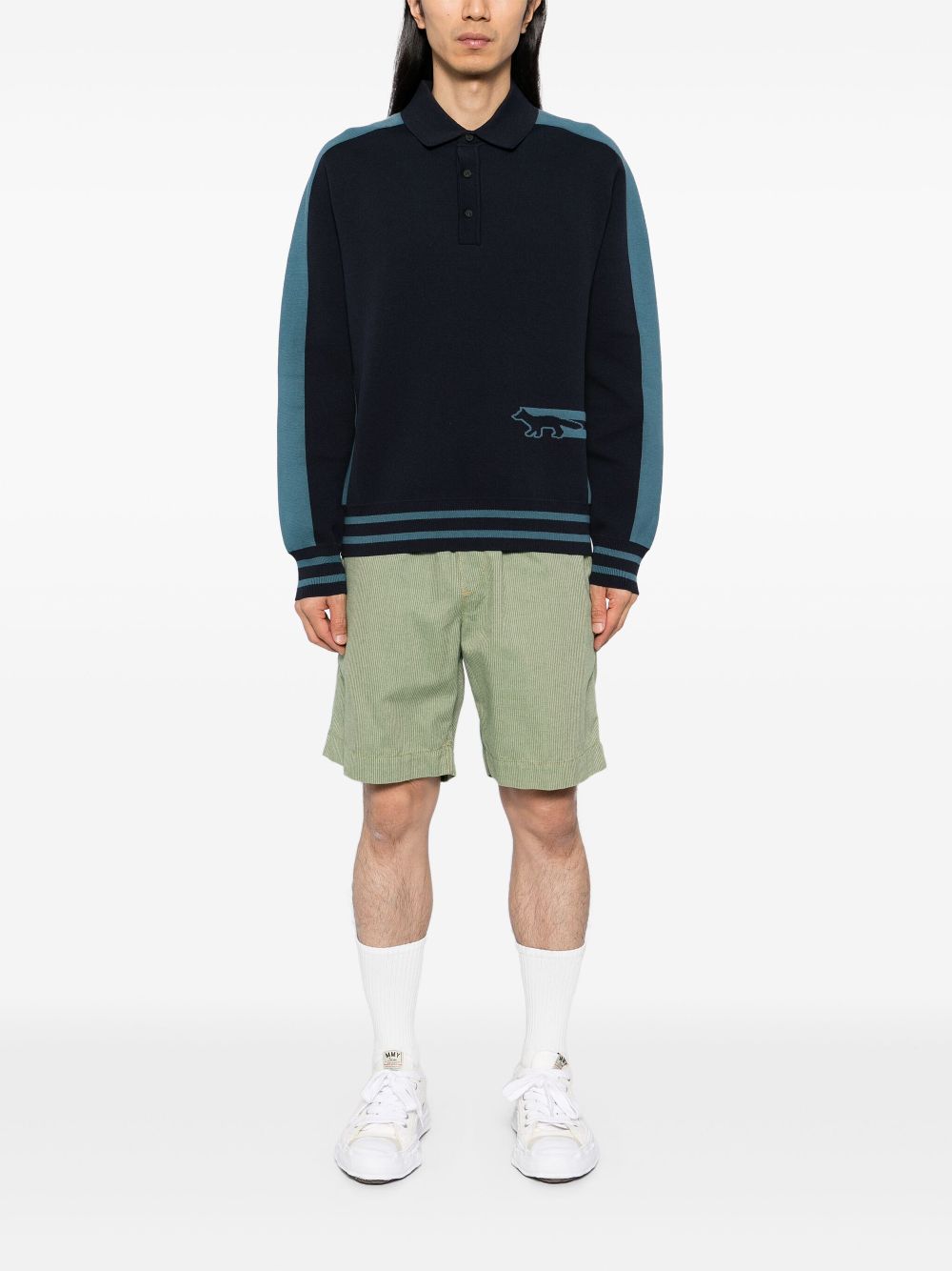 Maison-Kitsune Maison Kitsuné Flash Fox Polo Blue Men Polo Shirts