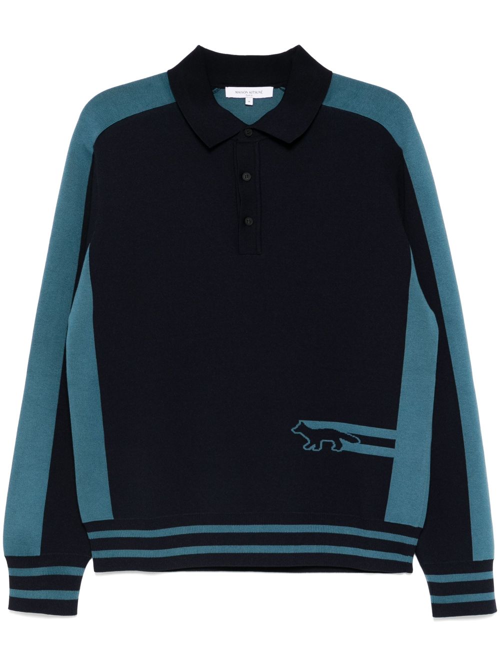 Maison-Kitsune Maison Kitsuné Flash Fox Polo Blue Men Polo Shirts
