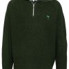 Maison-Kitsune Knitted Sweaters Men Maison Kitsuné zip-collar Jumper Green
