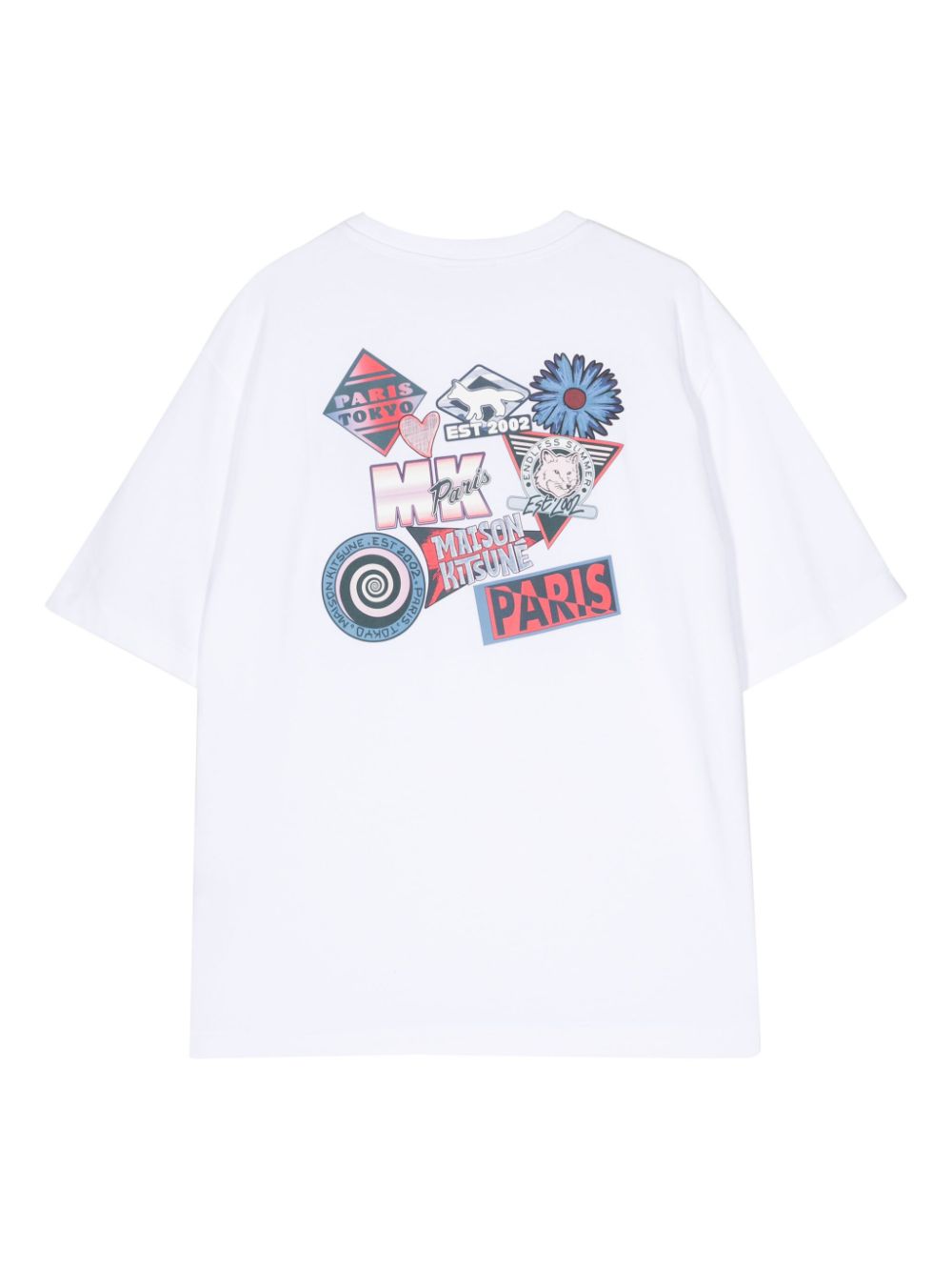 Maison-Kitsune T-Shirts Men Maison Kitsuné Surf Collage-print Cotton T-shirt White