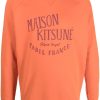 Maison Kitsuné logo-print Cotton Sweatshirt Orange Maison-Kitsune Men Sweatshirts