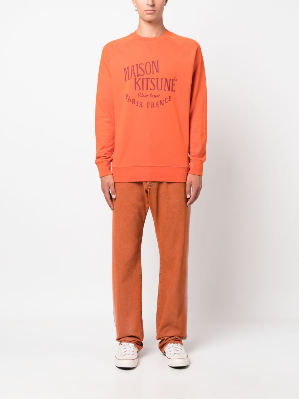 Maison Kitsuné logo-print Cotton Sweatshirt Orange Maison-Kitsune Men Sweatshirts