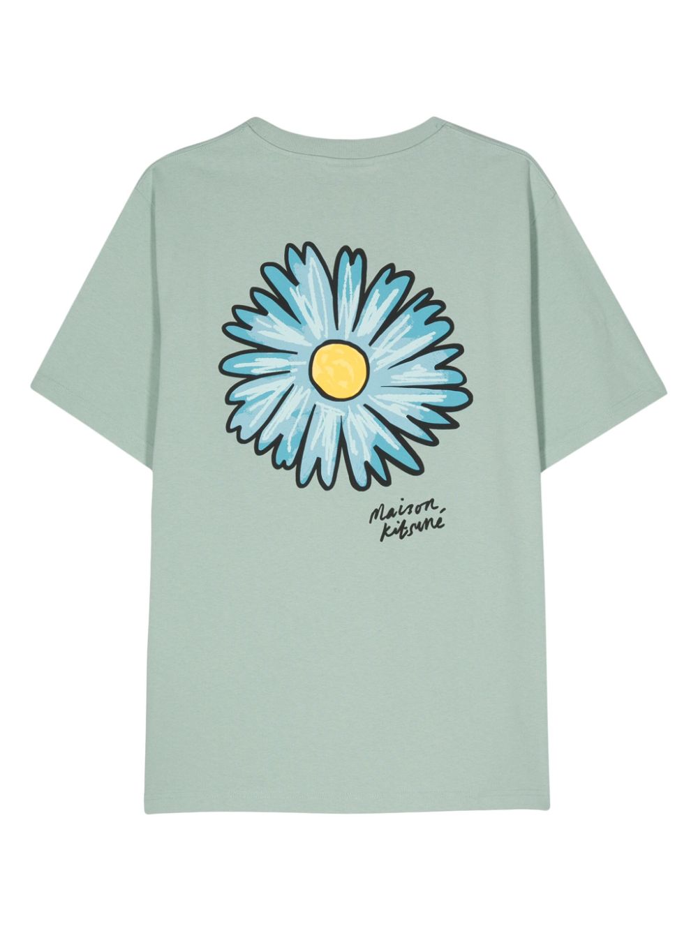 Maison Kitsuné floral-print Cotton T-shirt Green Men T-Shirts Maison-Kitsune