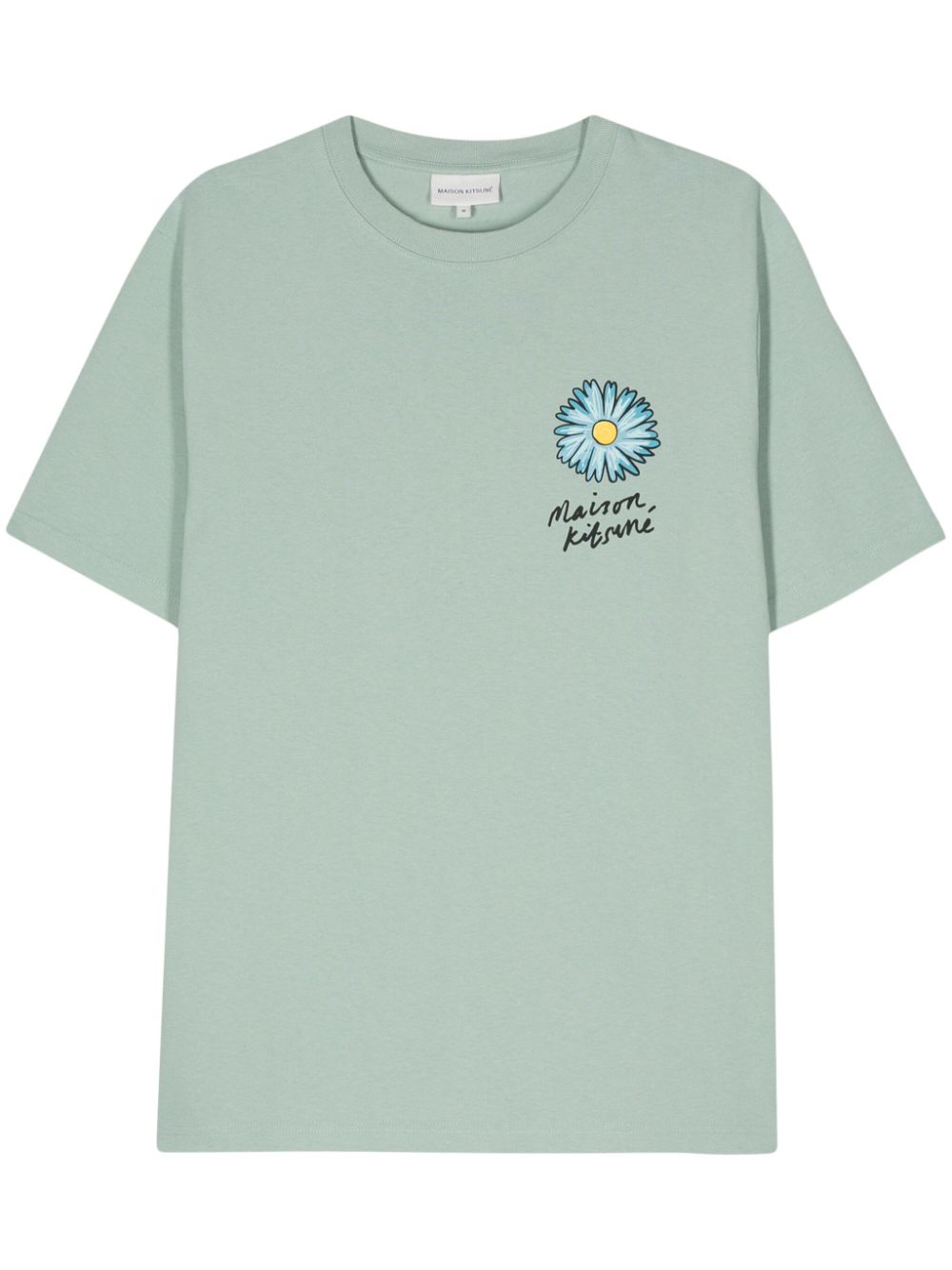 Maison Kitsuné floral-print Cotton T-shirt Green Men T-Shirts Maison-Kitsune