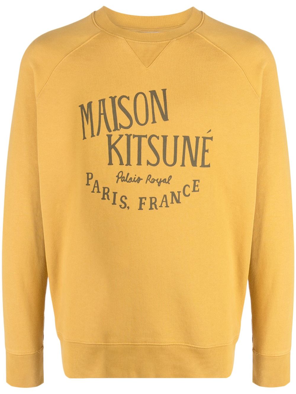 Maison Kitsuné logo-print crew-neck Sweatshirt Yellow Men Sweatshirts Maison-Kitsune
