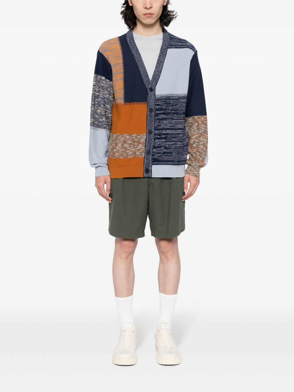 Men Cardigans Maison-Kitsune Maison Kitsuné V-neck Knit Cardigan Blue