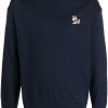 Maison Kitsuné Embroidered fox-patch Sweatshirt Blue Maison-Kitsune Men Sweatshirts