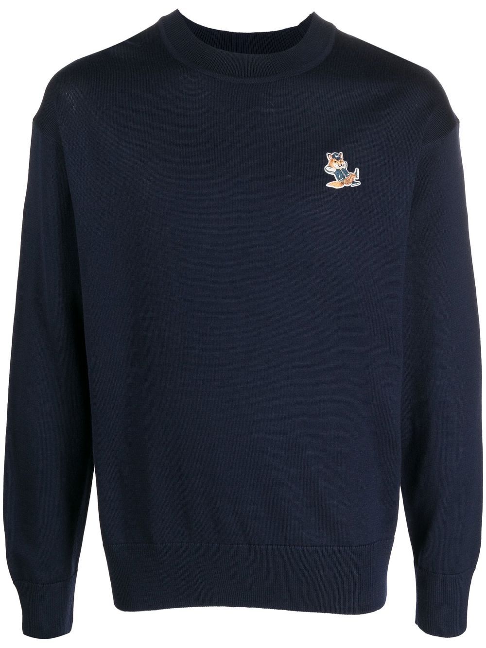 Maison Kitsuné Embroidered fox-patch Sweatshirt Blue Maison-Kitsune Men Sweatshirts