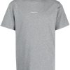 Maison-Kitsune Maison Kitsuné logo-embroidered Cotton T-shirt Grey Men T-Shirts