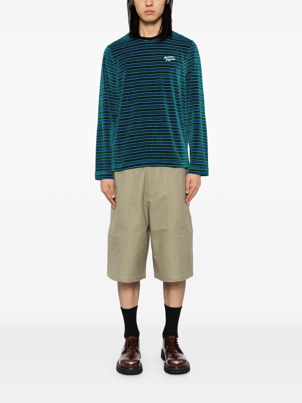 Maison Kitsuné Long Sleeves T-shirt Blue Men T-Shirts Maison-Kitsune