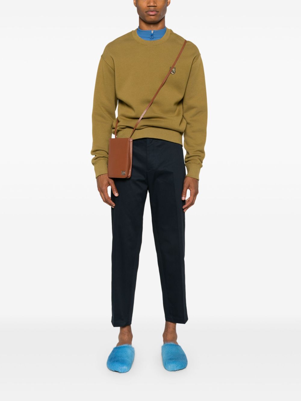 Men Chinos Maison-Kitsune Maison Kitsuné gabardine-weave Cotton Chinos Blue
