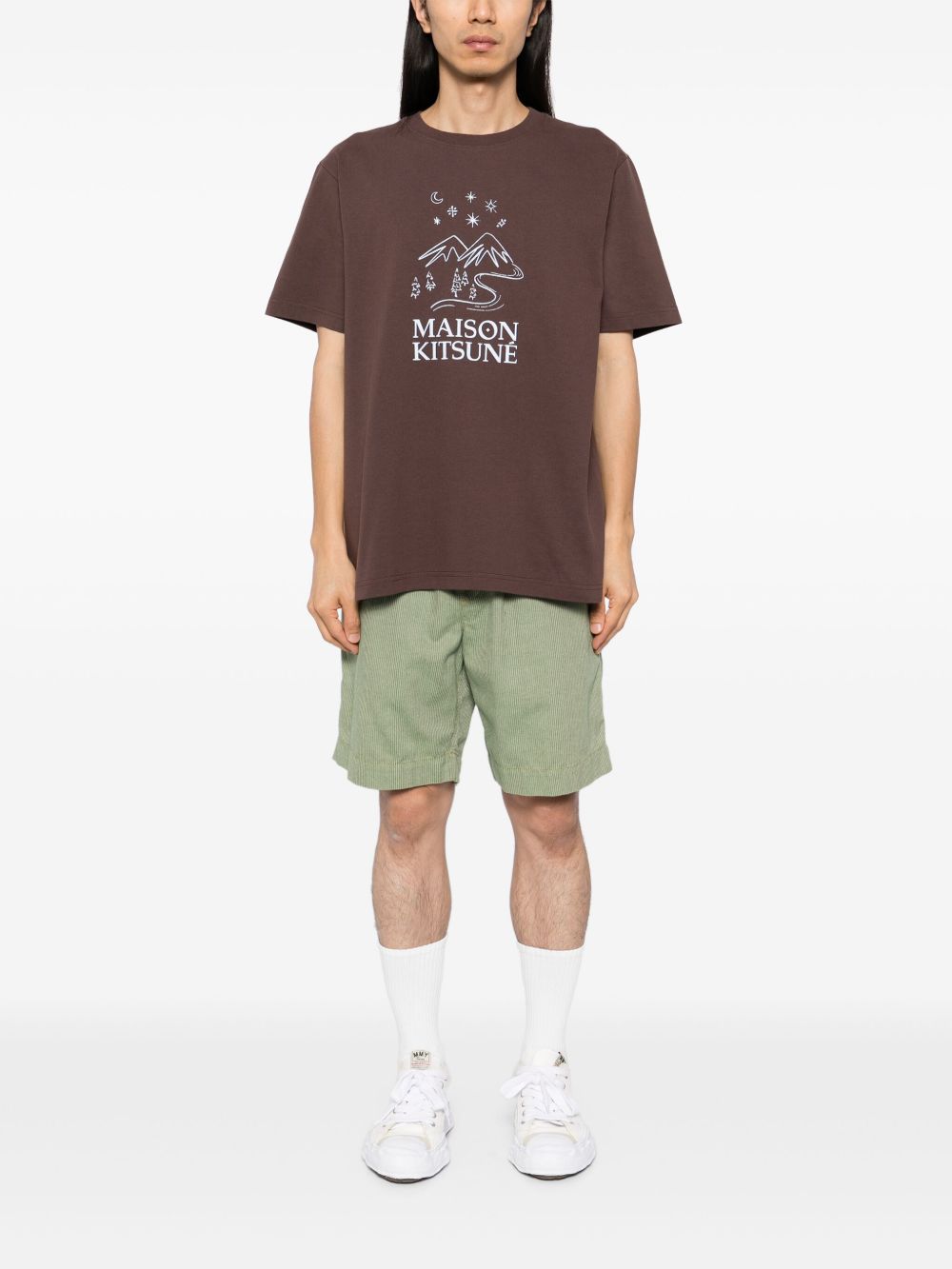 Maison-Kitsune T-Shirts Men Maison Kitsuné Sketched Landscape t-shirt Brown