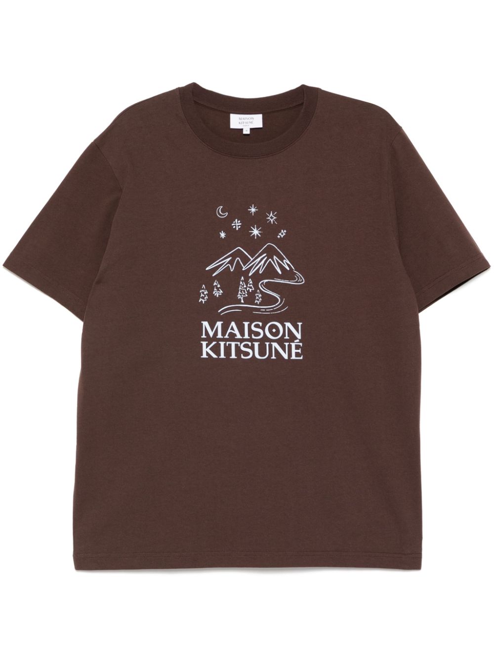 Maison-Kitsune T-Shirts Men Maison Kitsuné Sketched Landscape t-shirt Brown