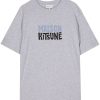 Maison Kitsuné logo-print Cotton T-shirt Grey Men T-Shirts Maison-Kitsune