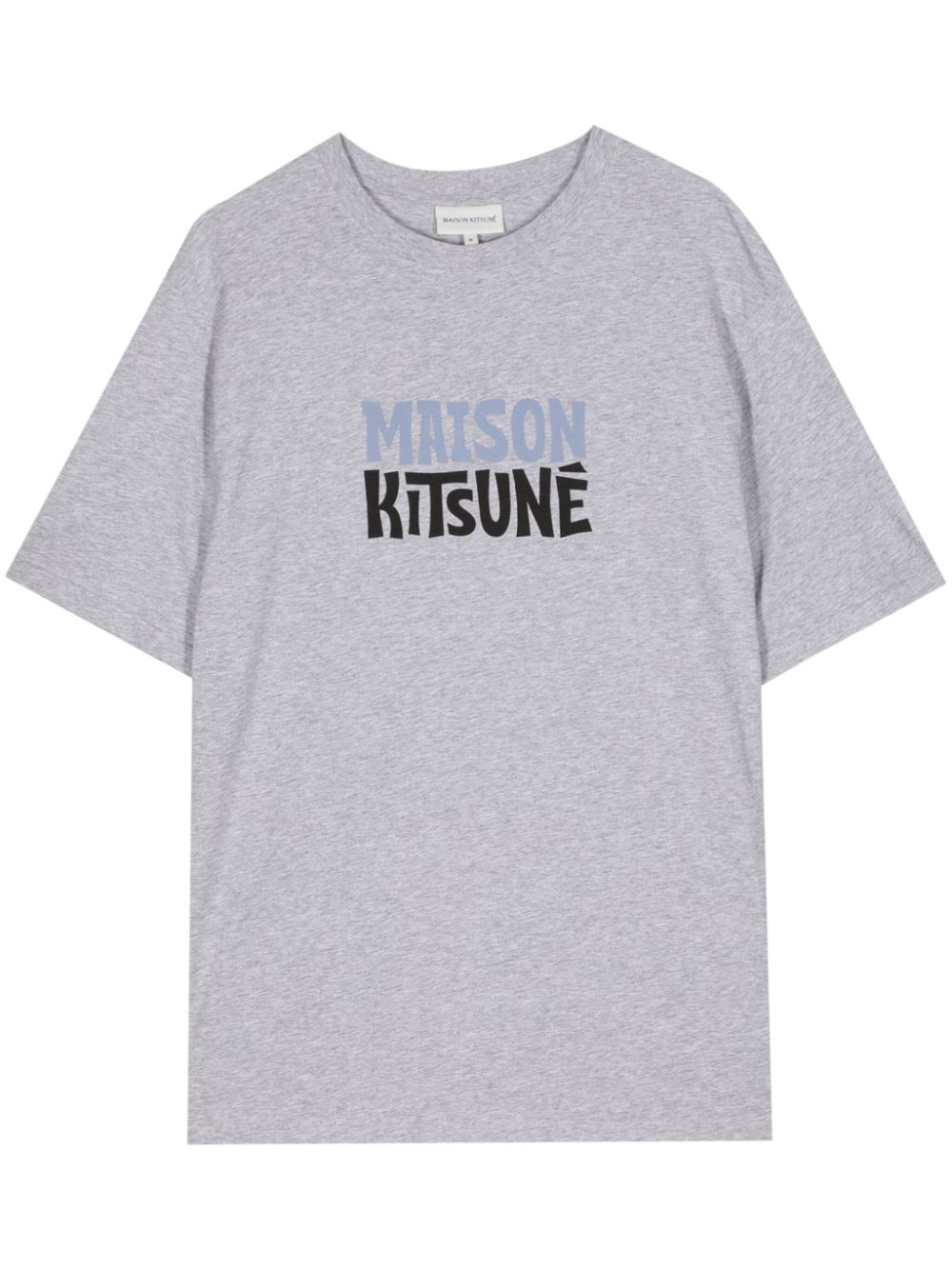 Maison Kitsuné logo-print Cotton T-shirt Grey Men T-Shirts Maison-Kitsune