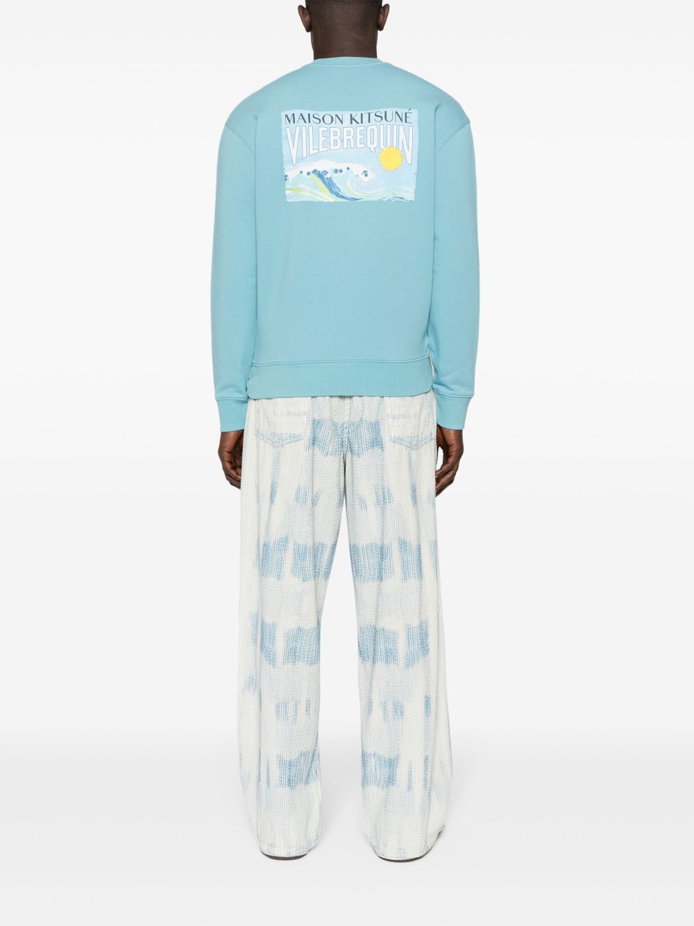 Maison Kitsuné x Vilebrequin Cotton Sweatshirt Blue Men Knitted Sweaters Maison-Kitsune