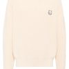 Maison Kitsuné Signature Fox Embroidery Knitted Jumper Neutrals Men Knitted Sweaters Maison-Kitsune