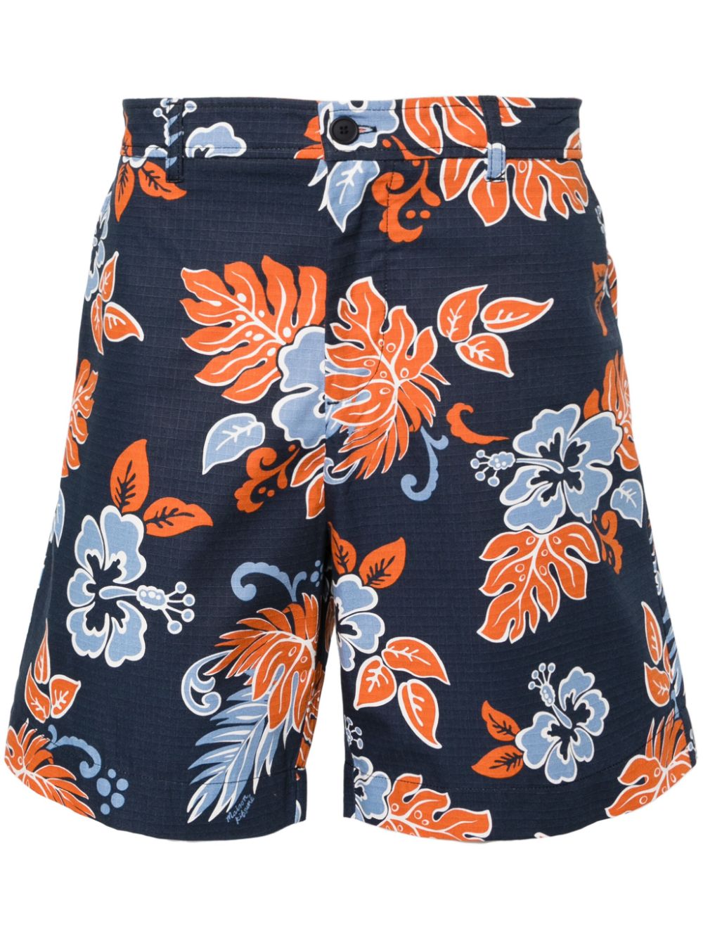 Maison Kitsuné floral-print Ripstop Shorts Blue Maison-Kitsune Men Deck Shorts