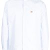 Maison-Kitsune Shirts Men Maison Kitsuné embroidered-fox Cotton Shirt Blue