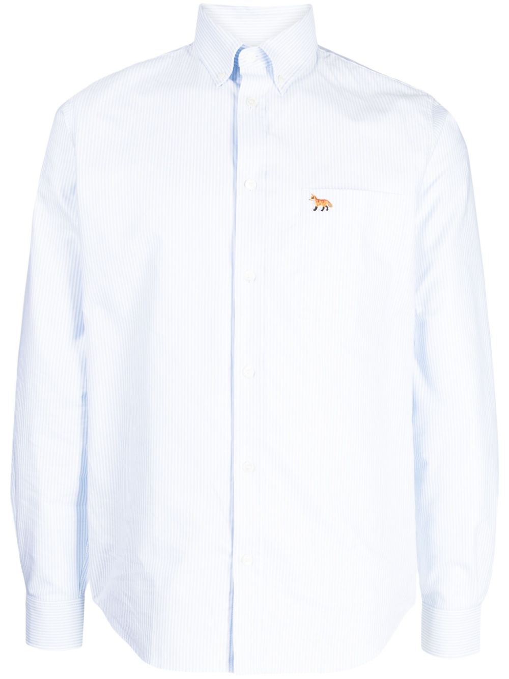 Maison-Kitsune Shirts Men Maison Kitsuné embroidered-fox Cotton Shirt Blue