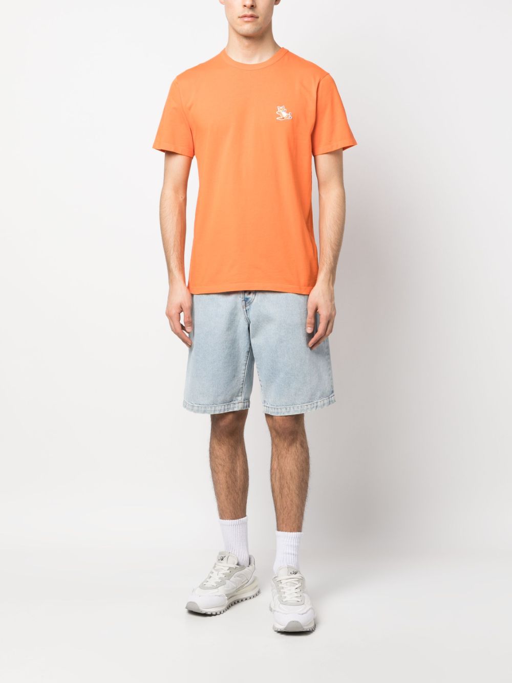 Maison Kitsuné Fox Patch Cotton T-shirt Orange Men T-Shirts Maison-Kitsune