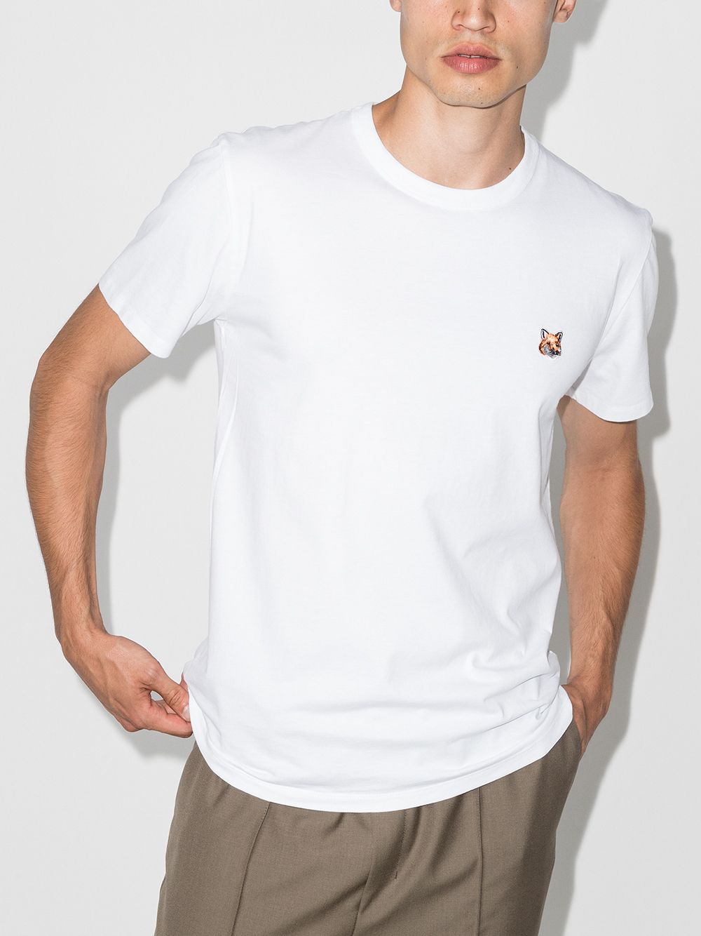 Maison Kitsuné fox-patch T-shirt White Maison-Kitsune Men T-Shirts