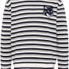 Maison Kitsuné Fox Head Intarsia Striped Jumper Blue Men Knitted Sweaters Maison-Kitsune