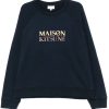 Men Sweatshirts Maison-Kitsune Maison Kitsuné Embroidered Logo Sweater Blue