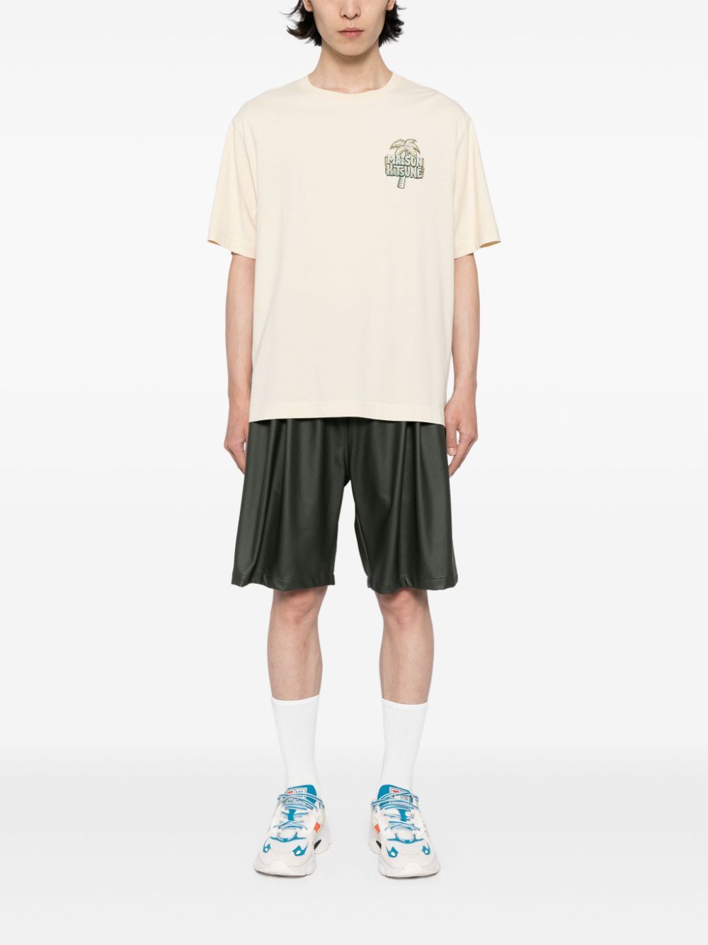 Maison Kitsuné graphic-print Cotton T-shirt Neutrals Men T-Shirts Maison-Kitsune