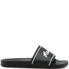 Men Flip Flops & Slides Maison-Kitsune Maison Kitsuné MAISON KITSUNE HANDWRITTING SLIDES Black