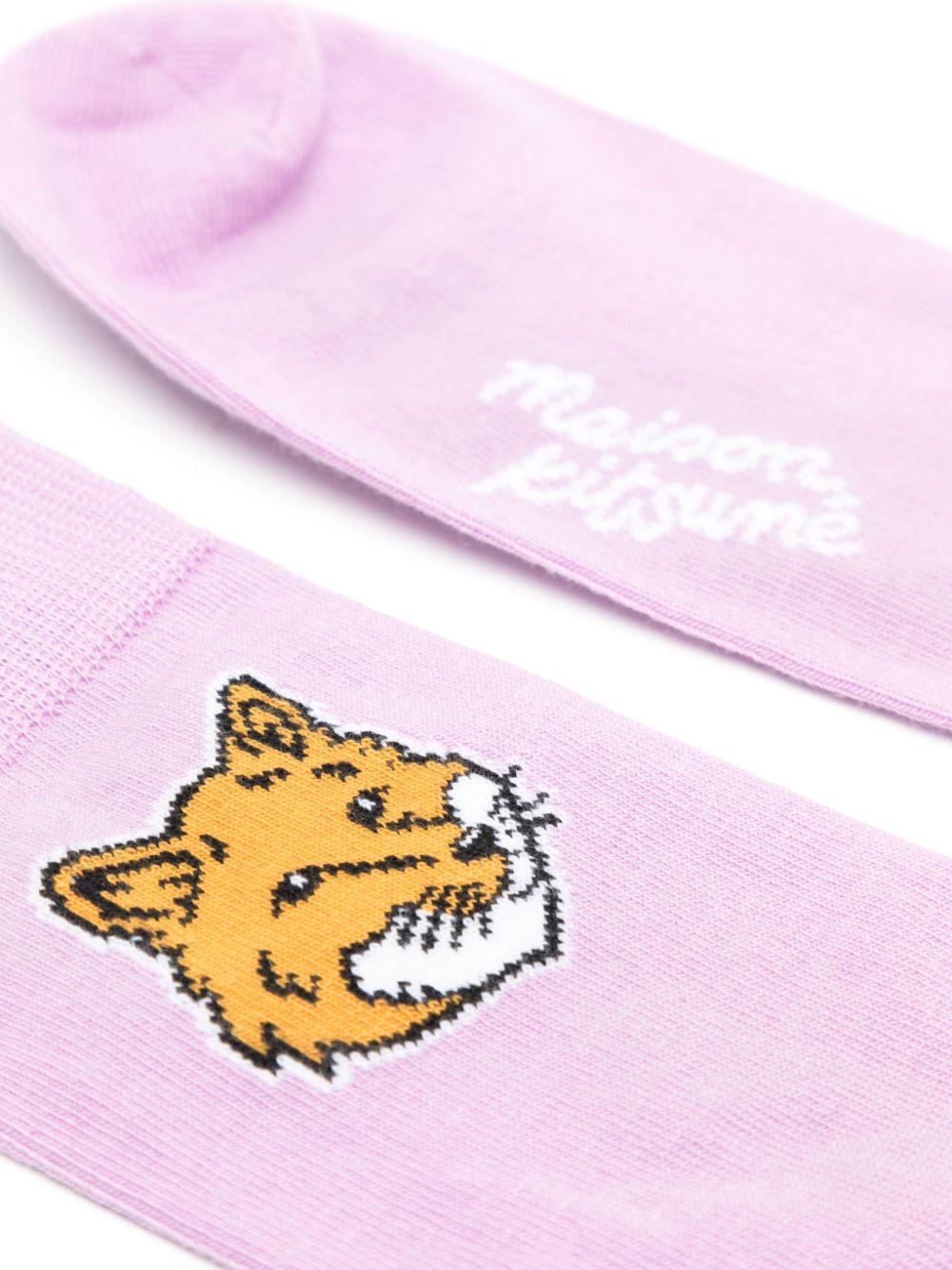 Maison-Kitsune Socks Men Maison Kitsuné Fox Head logo-intarsia Socks Purple