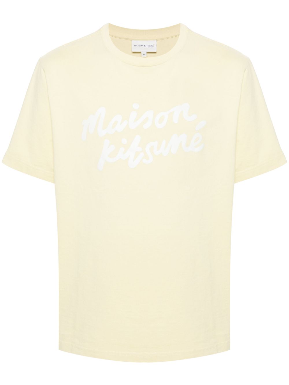 Maison-Kitsune Maison Kitsuné Handwriting-print Cotton T-shirt Yellow Men T-Shirts