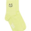 Maison-Kitsune Socks Men Maison Kitsuné Fox Head Cotton Socks Yellow
