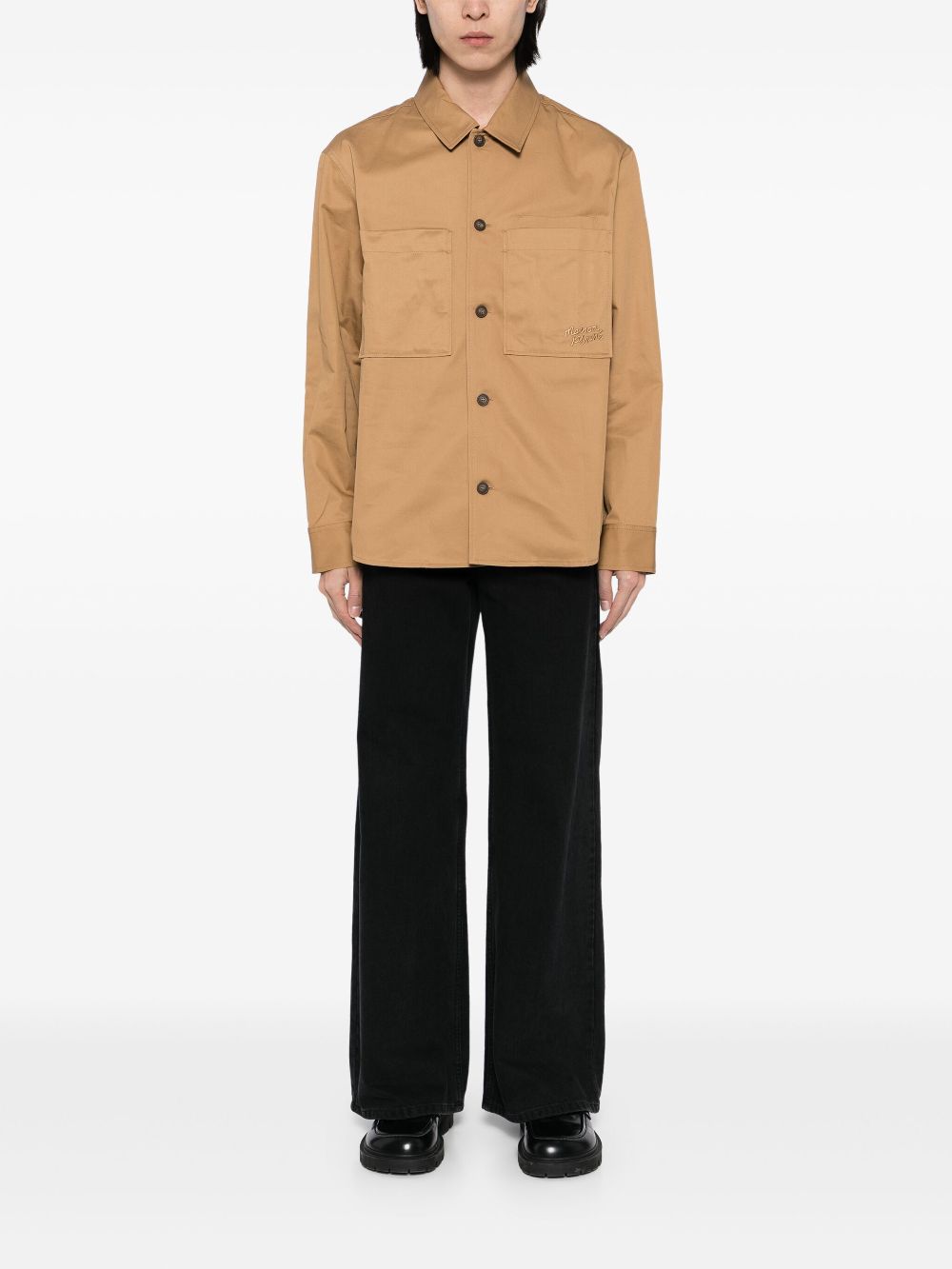 Maison-Kitsune Maison Kitsuné Cotton Shirt Brown Men Shirts