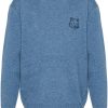 Maison-Kitsune Knitted Sweaters Men Maison Kitsuné Bold Fox Head Embroidered Sweater Blue